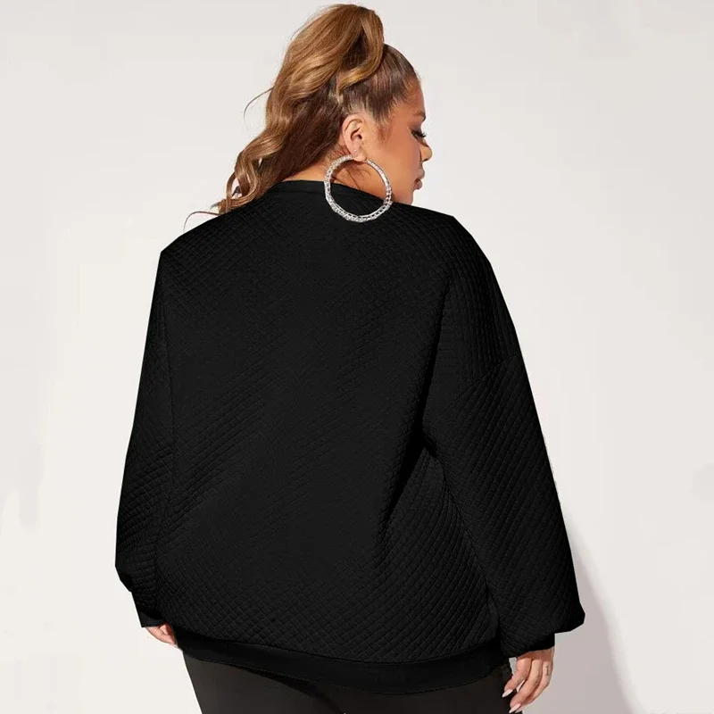 Plus Size Autumn Winter Casual Sweatshirts Women Long Sleeve Loose Solid Black Sweatshirts Large Size Clothing 5XL 6XL 7XL 8XL