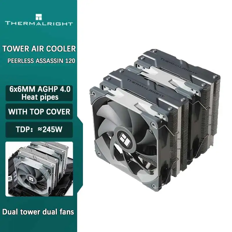 Thermalright Peerless Assassin 120 Anti-gravity 6 heat pipes dual tower dual fan air cooling cooler Support LGA1700 AMD AM5