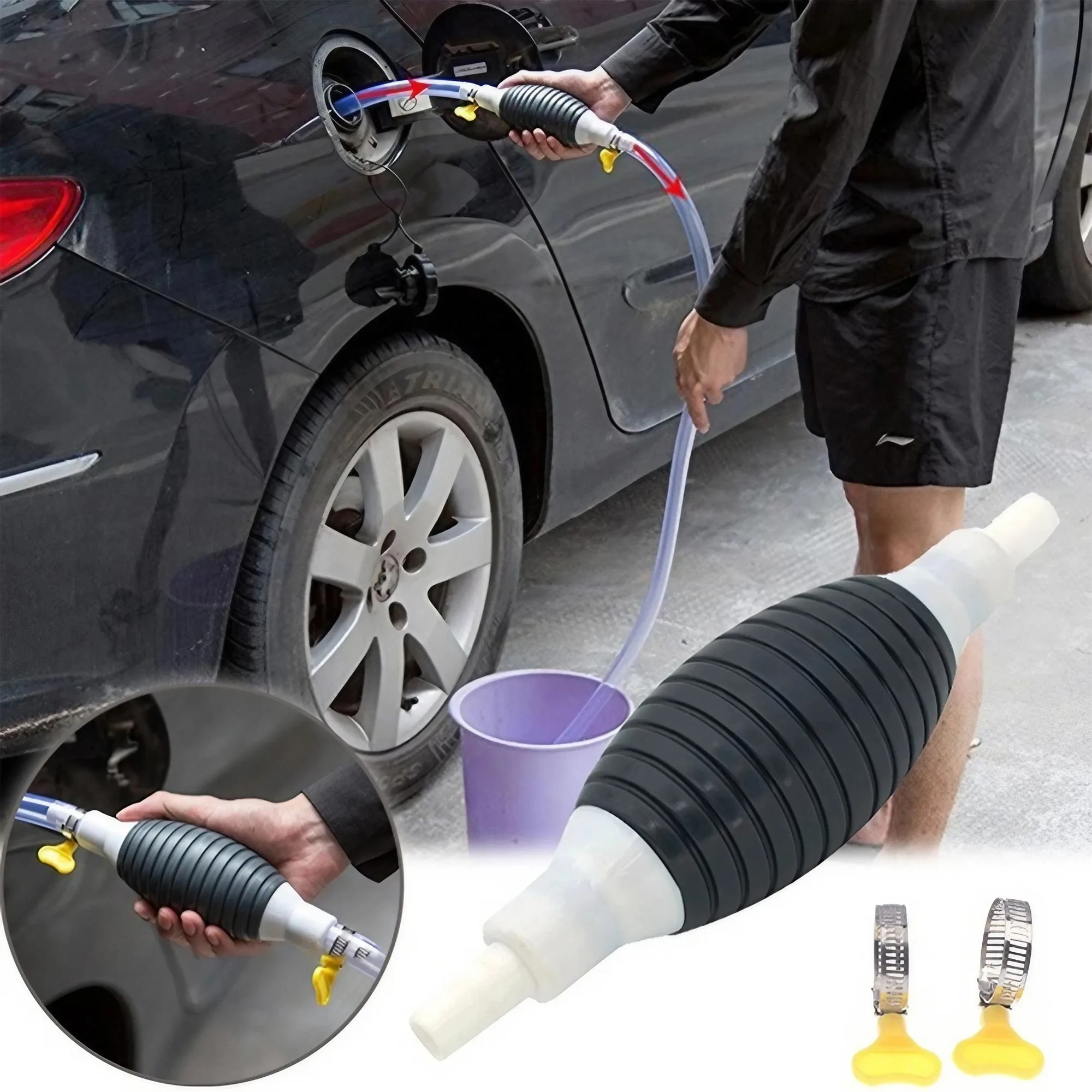

1/3m Universal Car Fuel Pump Hand Gas Oil Pump Manual Suction Pipe Pumping For Boat Liquid Petrol Pump Transfer Pump Kit