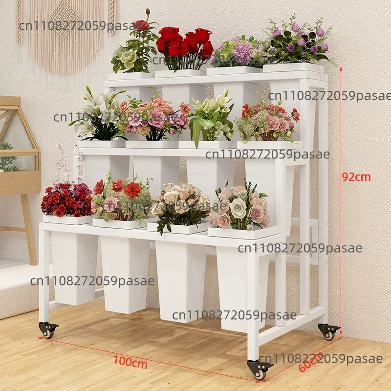 Ladder-style Flower Stand; Display Rack for Flower Shop Reviving Buckets; Wrought Iron Multi-tiered Flower Stand
