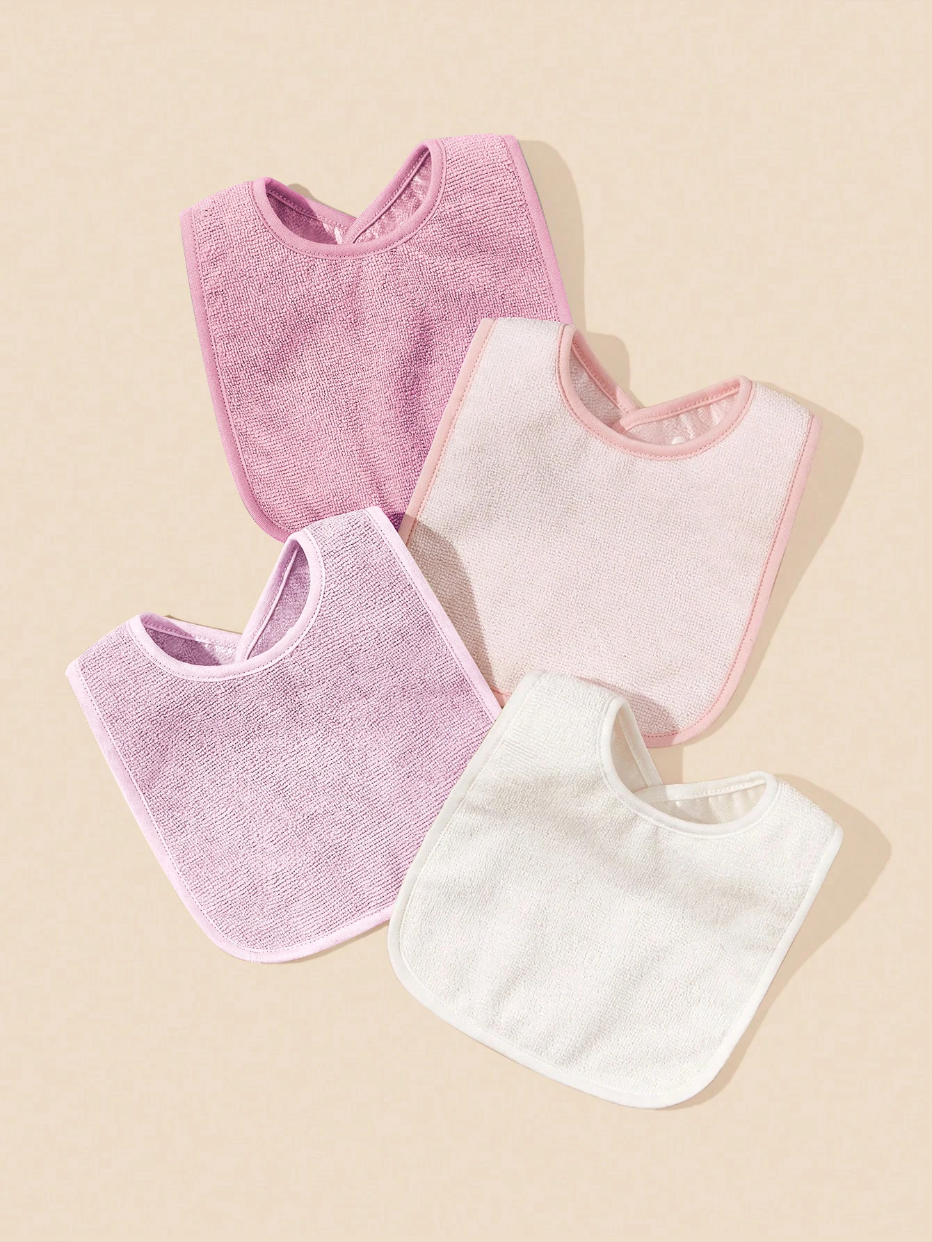 

4 шт. мягких и впитывающих однотонных детских нагрудников унисекс с застежкой на пуговицах