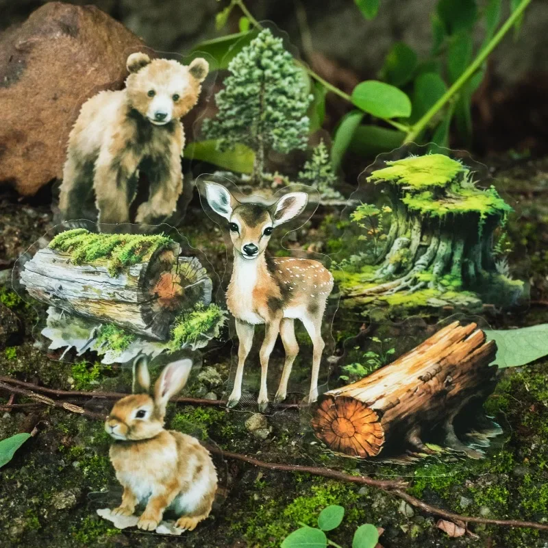 25Pieces Sticker Pack Forest House Forest Animal Stone Hill Decorative Stickers Forest diy Supplies Scrapbook 138*91mm