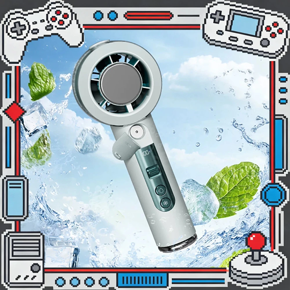 LockNLock ENF8129GRN Handheld Fan Spray Ice Compress Double-Effect Cooling Handheld Small Fan Long Battery Life Of 16 Hours Gift