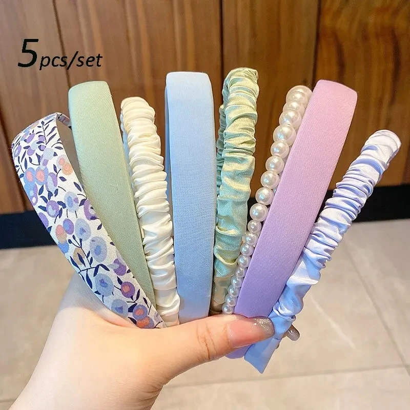 5pcs Set Fashion Women Cloth Hair Bands Headdress Headband Girls Hairband Hair Hoop Female Hair Accessories Headwear