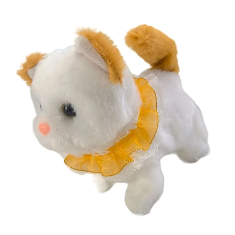 Jouet chaton en peluche réaliste qui marche miaule pour enfants adultes