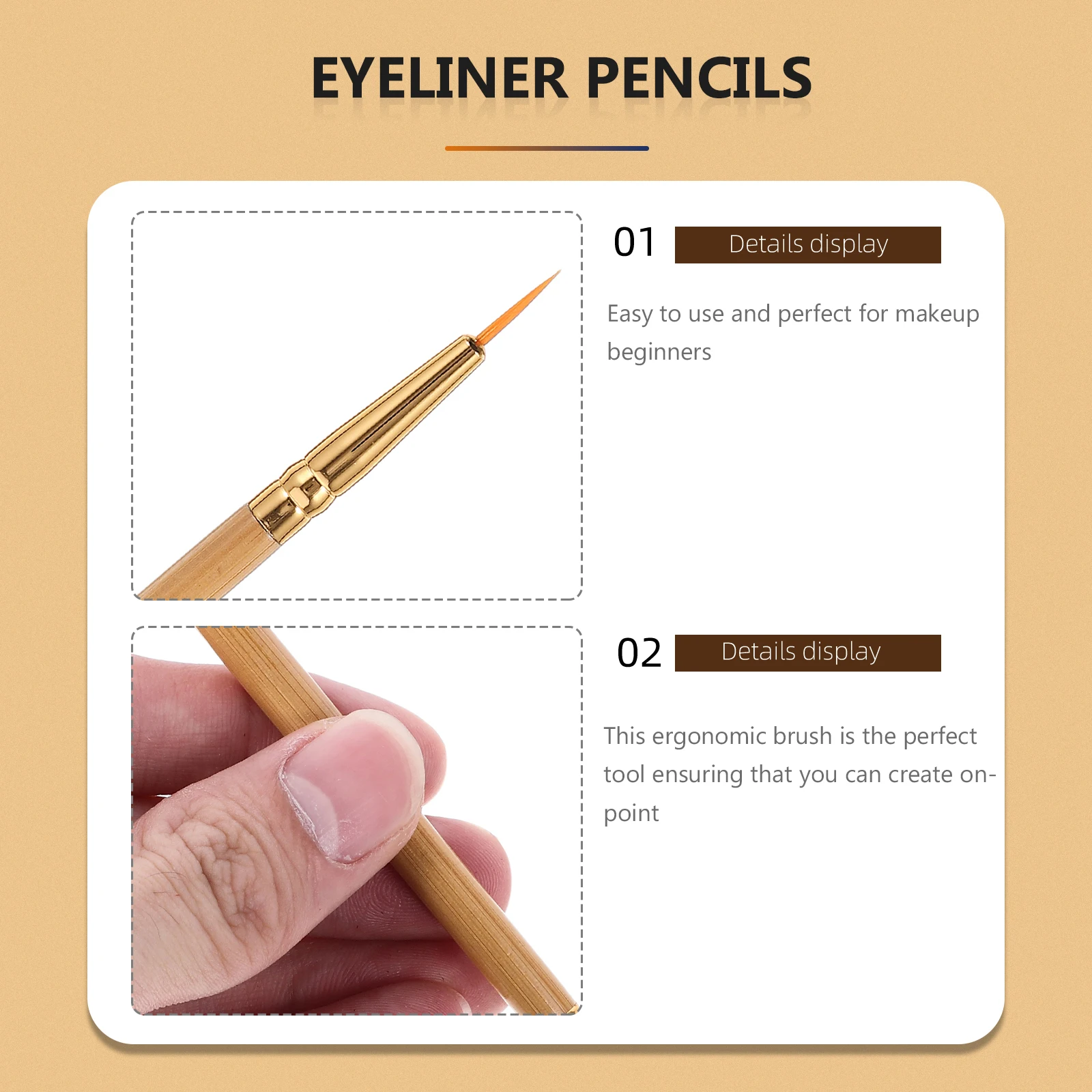 

Double Ended Brush 15cm Bamboo Tool Straight Bent Angled Double Ended Eyeliner Brush Synthetic Bristles Makeup Brushes