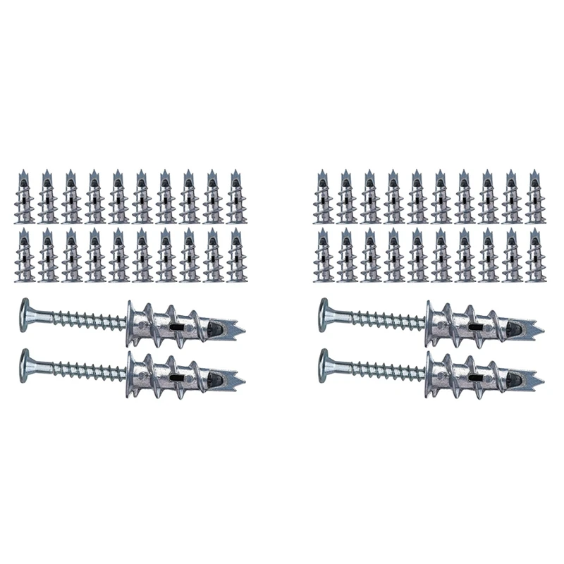 A50I 80 Pcs Metal Self Drive Anchor Plasterboard Dowels With Screws 4.5 X 35Mm For Single-Layer And Double-Clad Plasterboar