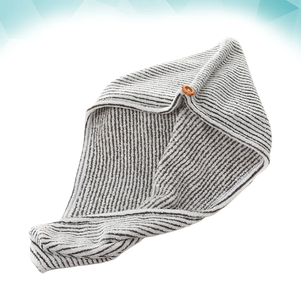 قبعة شعر جافة من ألياف الخيزران والفحم، منشفة سريعة الجفاف للنساء، رمادي وأبيض، متينة ومريحة لتجفيف الشعر #5