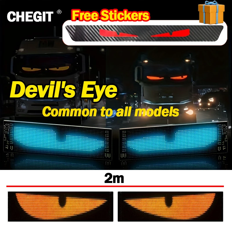 GRB LED Matrix Pixel Panel Devil's Eye Truck Sign Remote Control scrolling Animation LED Display Light for Car Truck windshield