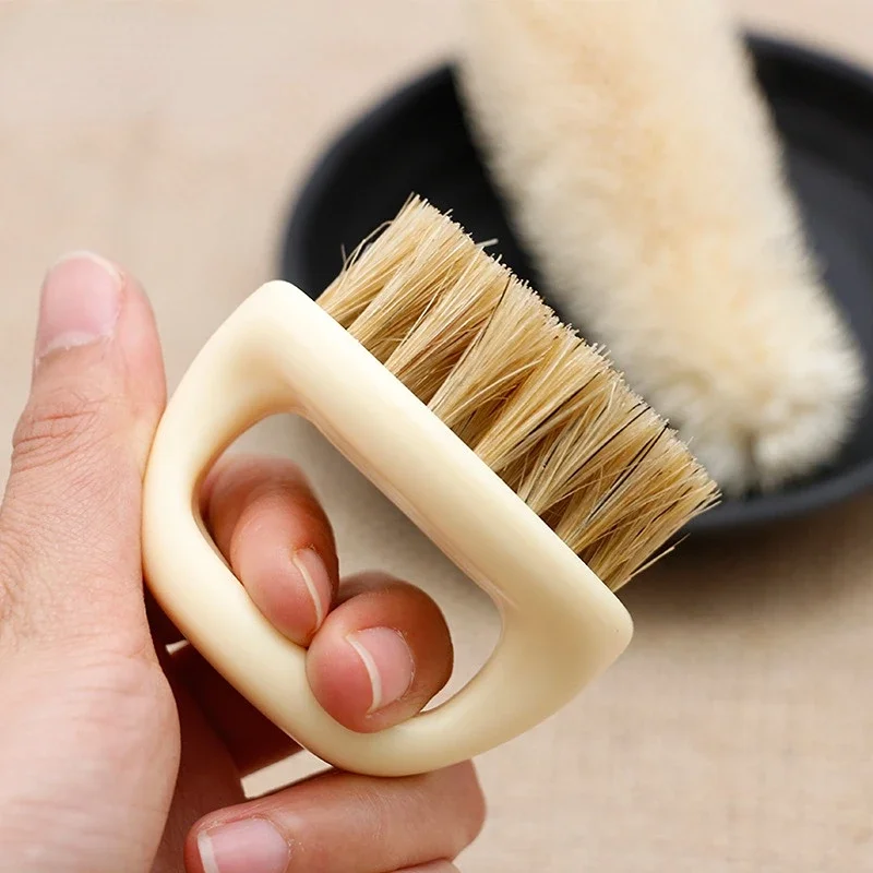 1 Pcs Ring Design Horse Bristle Men Shaving Brush Plastic Portable Barber Beard Brushes Salon Face Cleaning Razor Brush