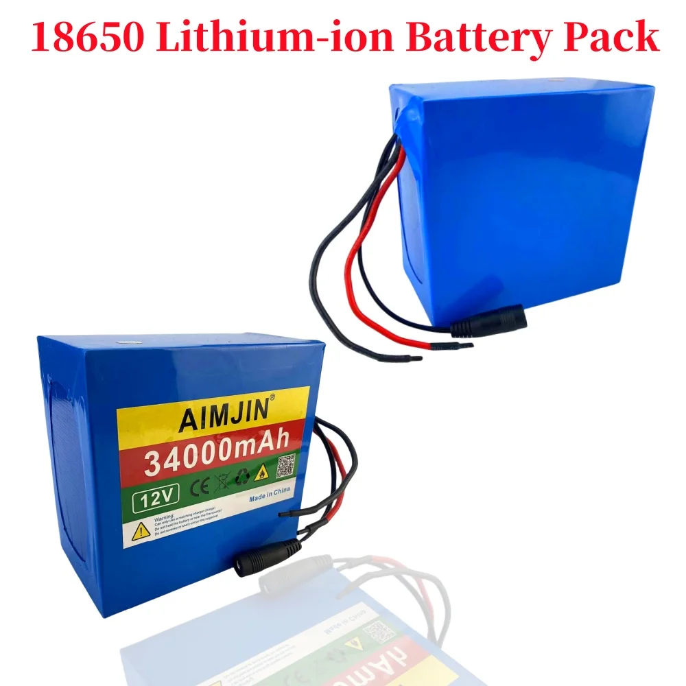 Batería de iones de litio recargable portátil, 3S12P, 12V, 34Ah, 34000mAh, para luz de lámpara LED, energía de respaldo, Etc.