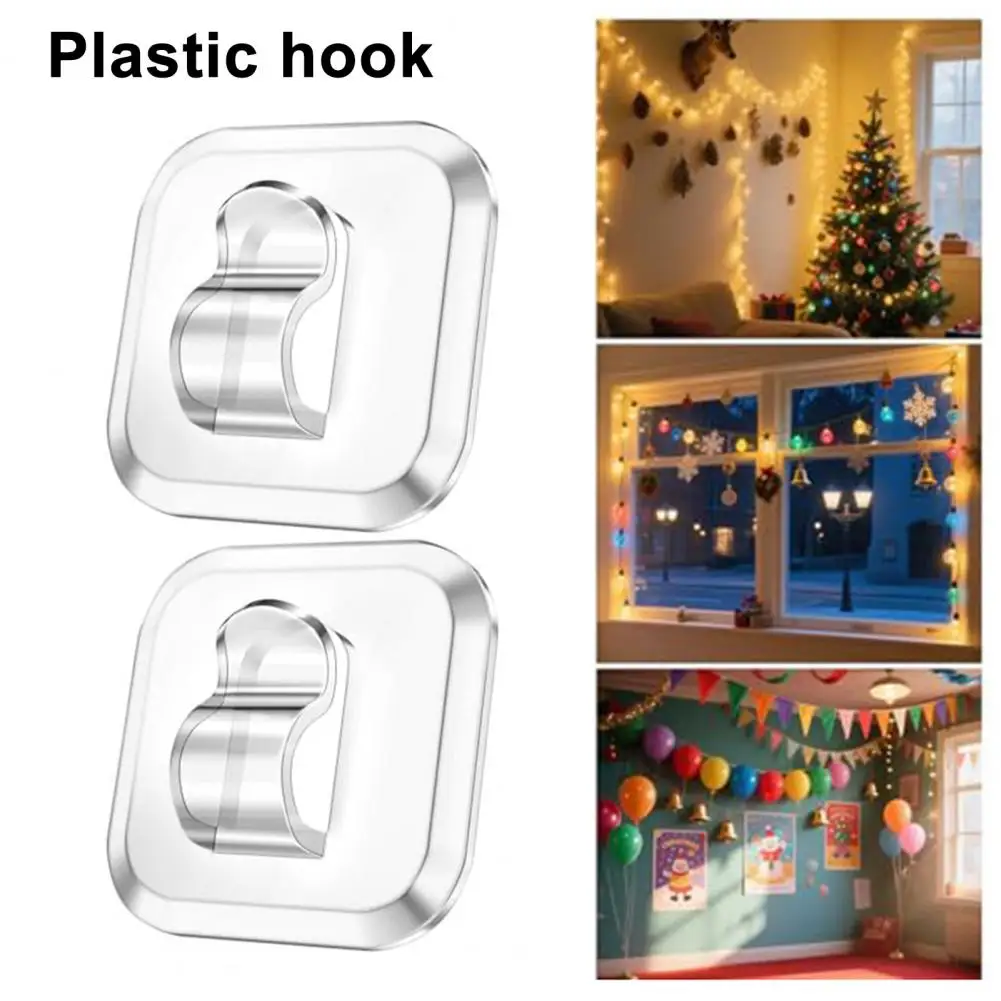 Adhesive Light Clips Damage-free Wall Hooks Plastic Mini Light Hooks for Indoor Outdoor String Lights for Christmas for Cable