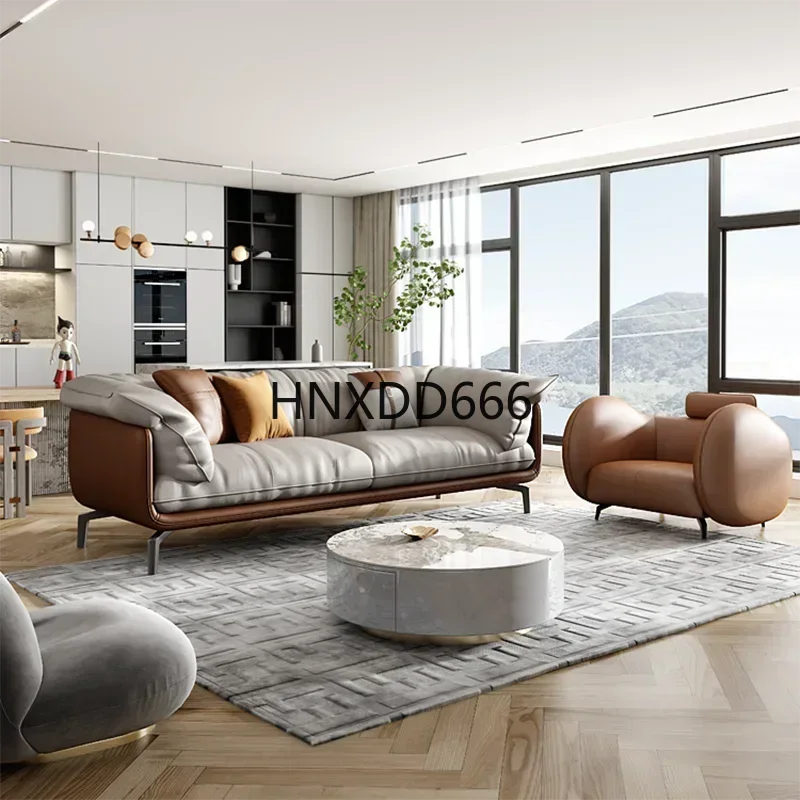 أريكة ناعمة بسيطة إسكندنافية عتيقة للفتيات البني 3 مقاعد أريكة مصممة من الجلد مقعد الحب موبليس بارا سالاس مودرنوس أثاث منزلي