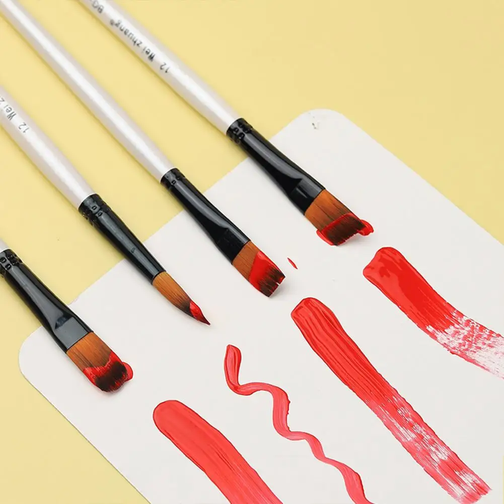 ชุดแปรงวาดภาพชุดแปรงระบายสีชุดพู่กันสีน้ำอเนกประสงค์สำหรับนักเรียน12ชิ้นขนแปรงไนล่อนนุ่ม4ชิ้นสำหรับเทคนิค