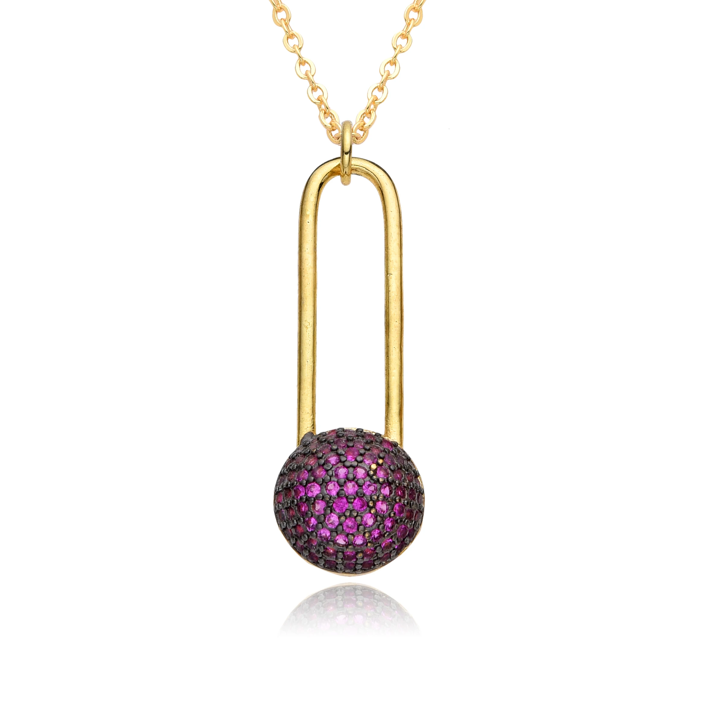 18K Gold PlatedRound Pin Eardrops Charms Full Inlaid CZ Necklace for Women Ig Choker Chain Earring Pendant DIY Jewelry Wholesale