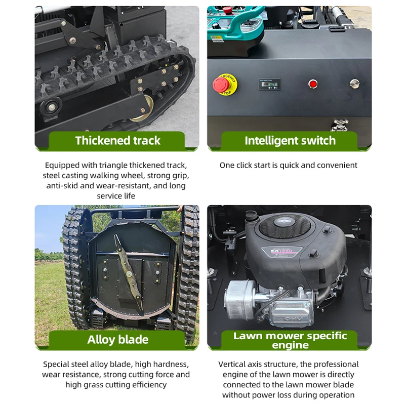 Multifunctional Small Mowing Robot Gasline Crawler Remote Control Robot Lawn Mower Farm Self-Propelled Weeder