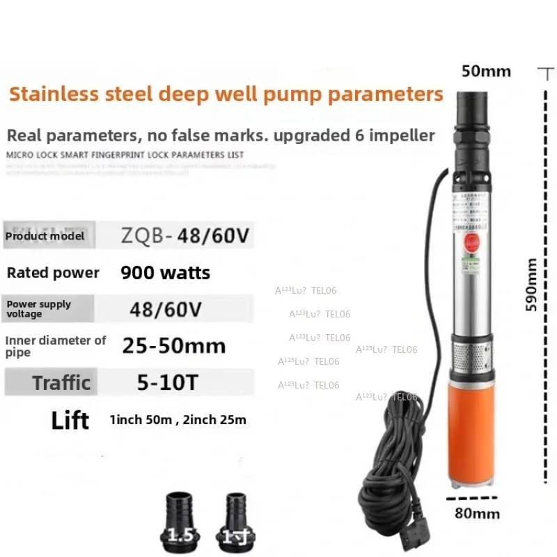 

DC Deep Well Pump 48V 60V Electric Vehicle Submersible High Lift Self Priming Water Oil Transfer