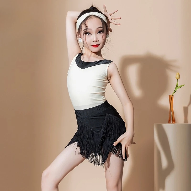 

Children's Latin dance costumes girls' professional practicecostumesperformance costumes tassel sets summer competition costumes