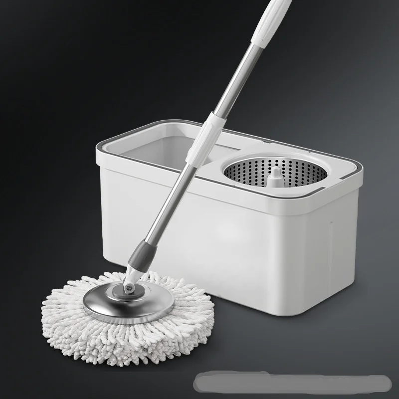 QUANGE Round Lazy Mop 360° Rotating Hand Pressing Spin Sewage Separation Wring Hand Free Mop with Bucket Home Kitchen Cleaner