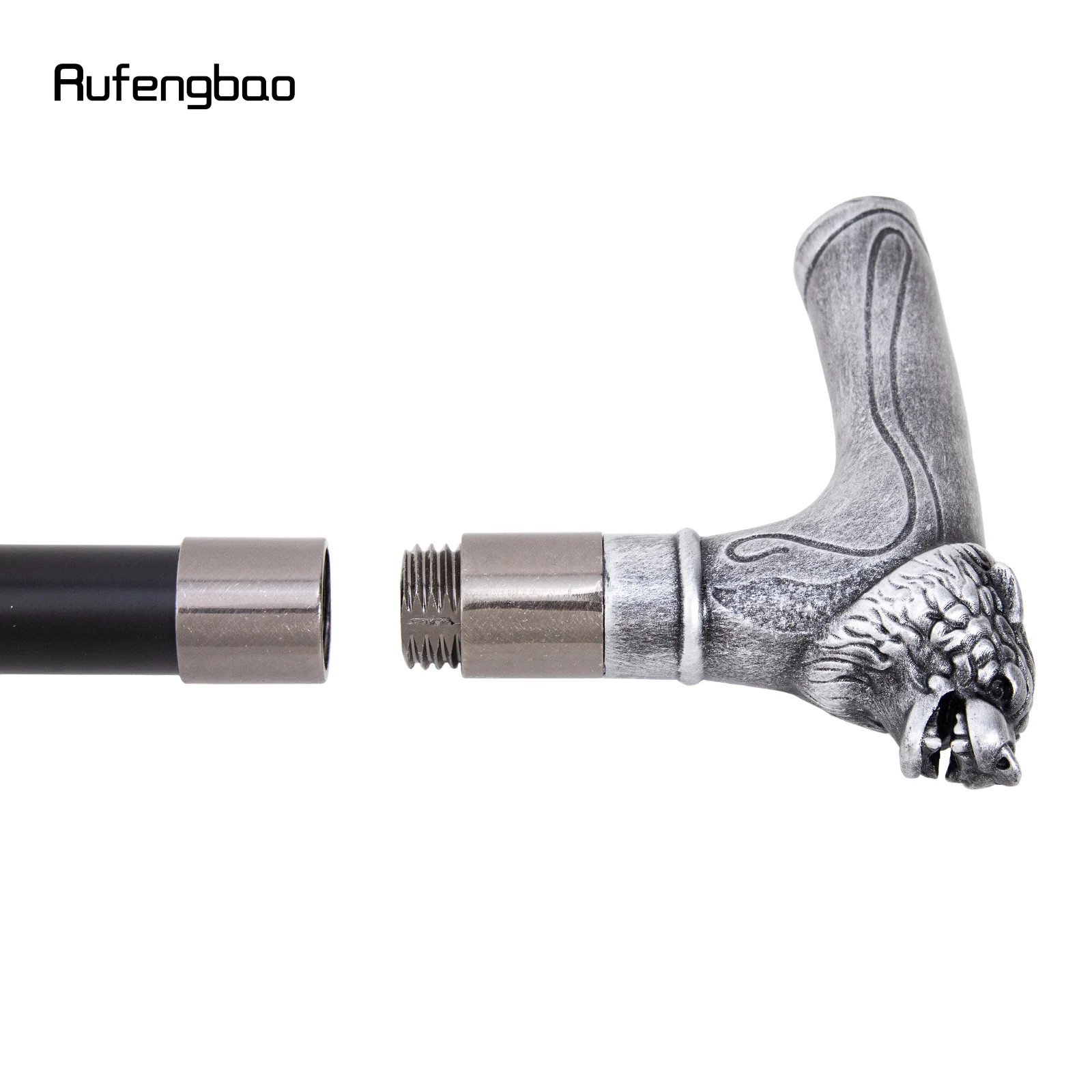 Silvery Bear Head Handle Decorative Stick Decorative Cane for Halloween for Cosplay and Parties Cane 93cm