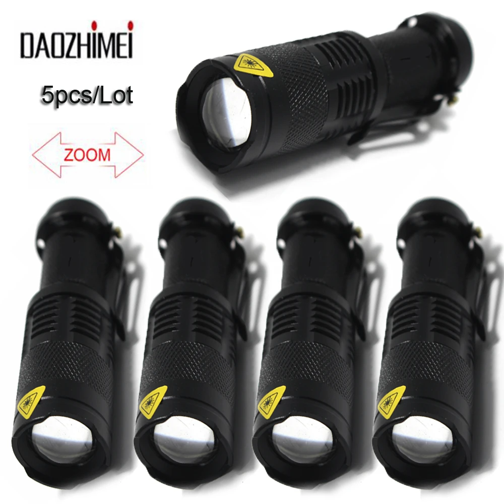 

5pcs/Lot Ultra Bright LED Flashlight 3 lighting modes Self Defense Lanterns Outdoor Waterproof Zoomable Torch Fishing Lantern