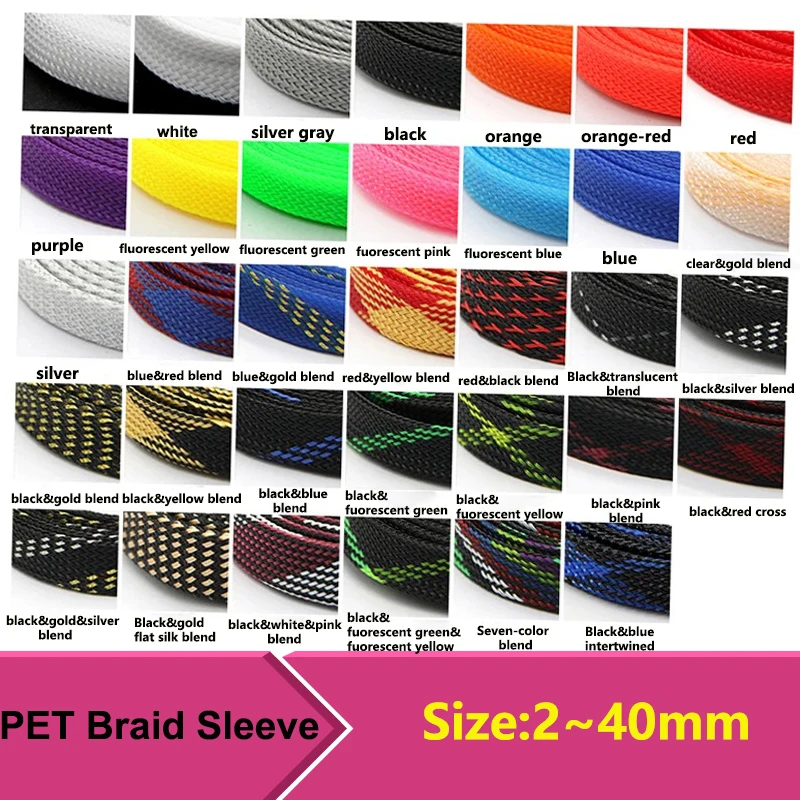 

2/10M PET Expandable Cable Sleeve 2~40mm Data Line Protection Flame-Retardant Nylon Tube Braided Case For Cables Wire Sheath