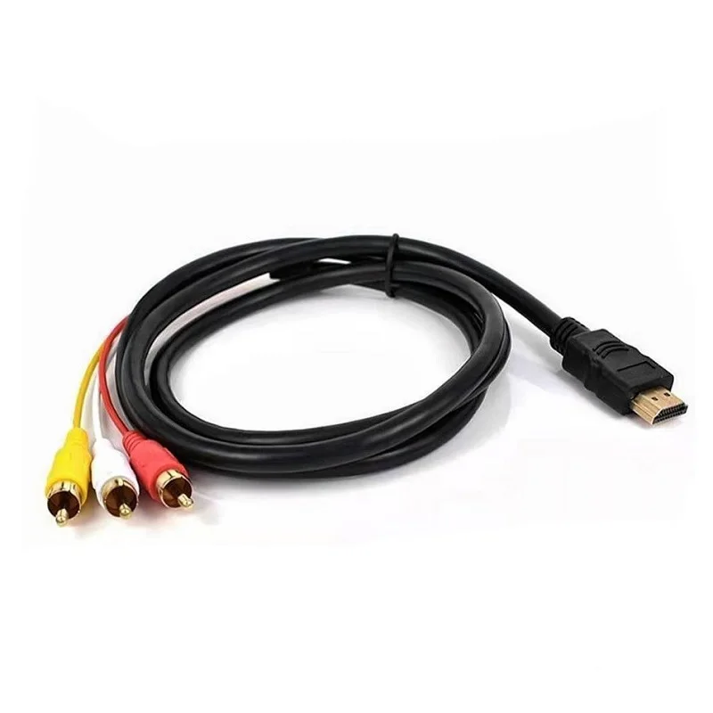 Brand New 1.5m Video Audio AV Cable HDMI-compatible Male To 3 RCA  Adapter Stereo Converter Component For TV HDTV DV DVD PC