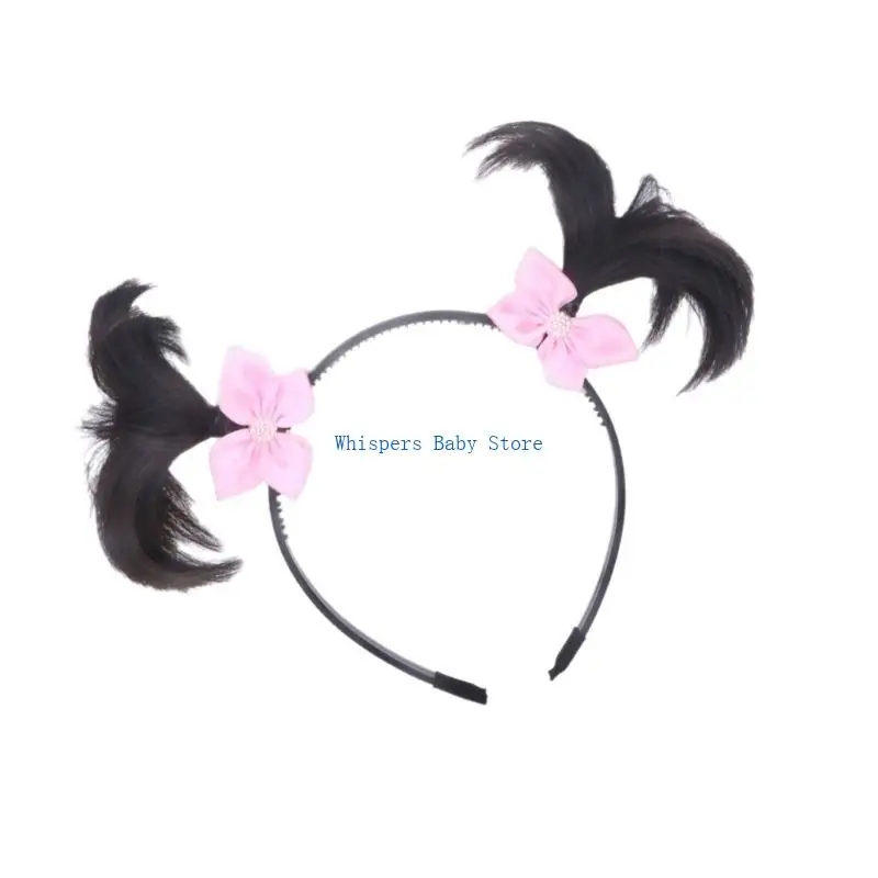 باروكات شعر عصرية للأطفال U90E مع أربطة فيونكات لتزيين الشعر صديقة للأطفال، ضفائر صديقة للأطفال للتصفيف الإبداعي