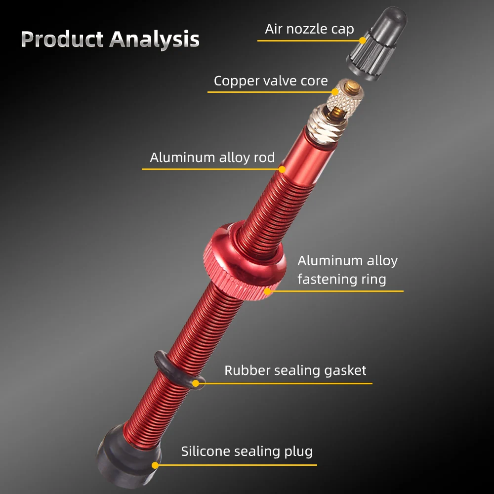 VXM Bike Vacuum 1/2Pcs 40/60/80MM  Air Valve Durable Stem Brass Core F/V Presta MTB Bike Tubeless Tire Nozzle Cap Cycling part