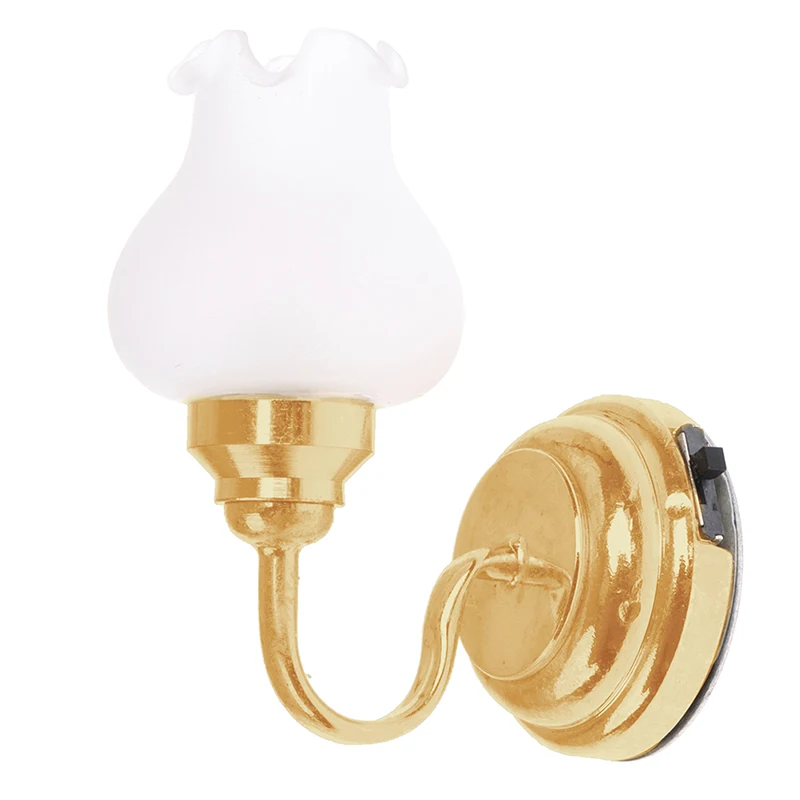 

1pc 1/12 Scale Dollhouse Accessories Miniature LED Wall Sconce Lamp Battery Operated With ON/OFF Switch