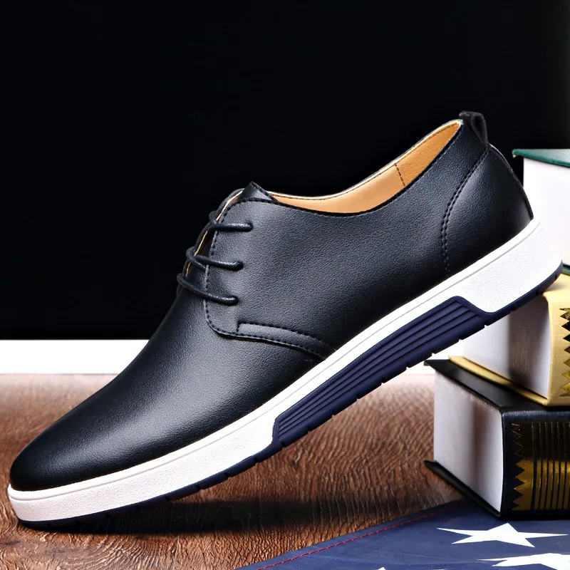 Men's Leather Casual Shoes Brand Comfortable Dress Shoes for Men Lace Up Oxfords Shoes Fashion Mocassins Homme Plus Size 38-50