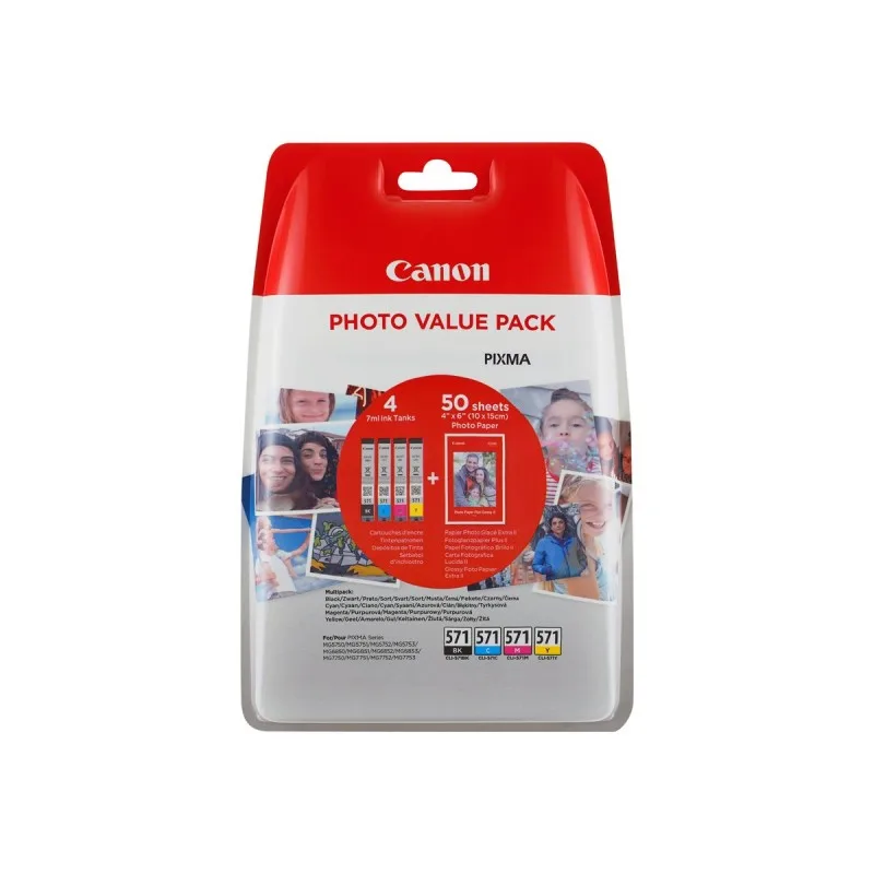 Canon CLI571 Pack of 4 original ink cartridges-50 sheets of photo paper-0386C006 0386C006 tintasycartuchos.com