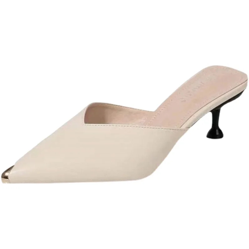 

Весна-лето 2024, корейские босоножки на высоком каблуке, женские сексуальные тапочки на тонком каблуке с закрытой головкой, универсальные Wo...