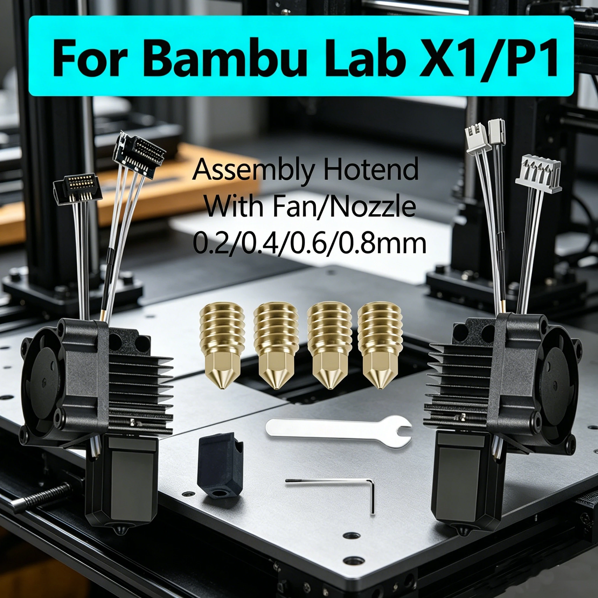 

2.0 Fan Upgrade Hotend Assembly for Bambu Lab X1 X1C P1P P1S, Full Nozzle Hot End Replacement for X1 Carbon 3D Printer Parts