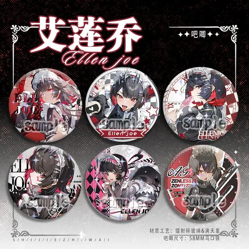 Anime Zenless Zone Zero Ellen Joe Cosplay Badge Tinplate Brooch Button Itabag Decor Bag Pendant Game Ambitus Collection Toy Gift