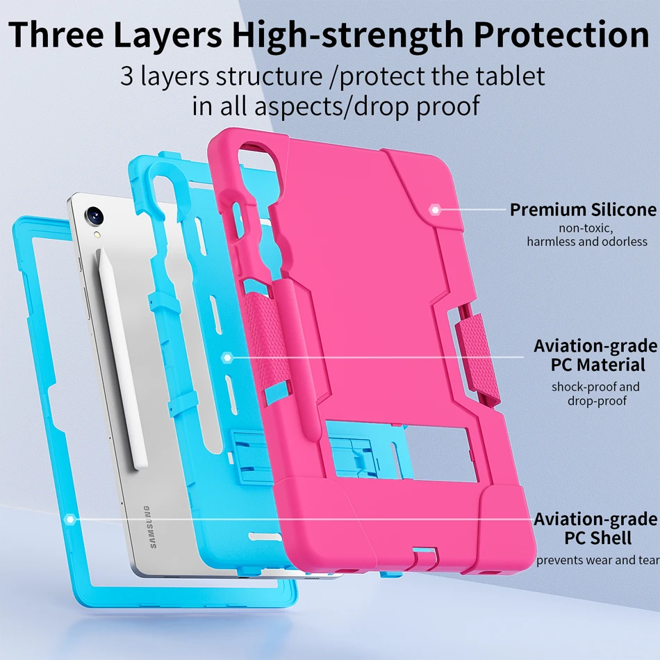 For Samsung Tab Case S10 Lite S9 FE A11 A9 8.7inch Plus A7 Lite  A9+ A11+ 11 inch Stand Tablet Case Thick Shockproof Hard Cover