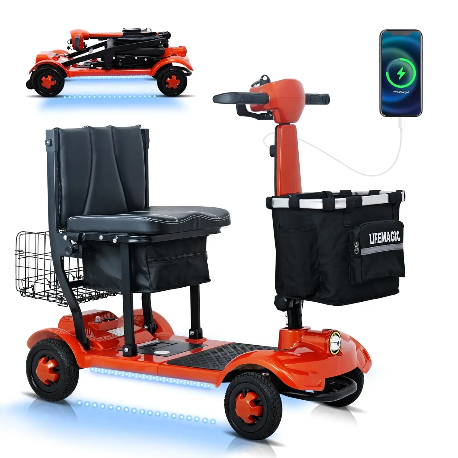 

35 Miles Long Range Airline Approved Folding Mobility Scooter for Seniors and Adults, Lightweight Electric Scooter, Customized