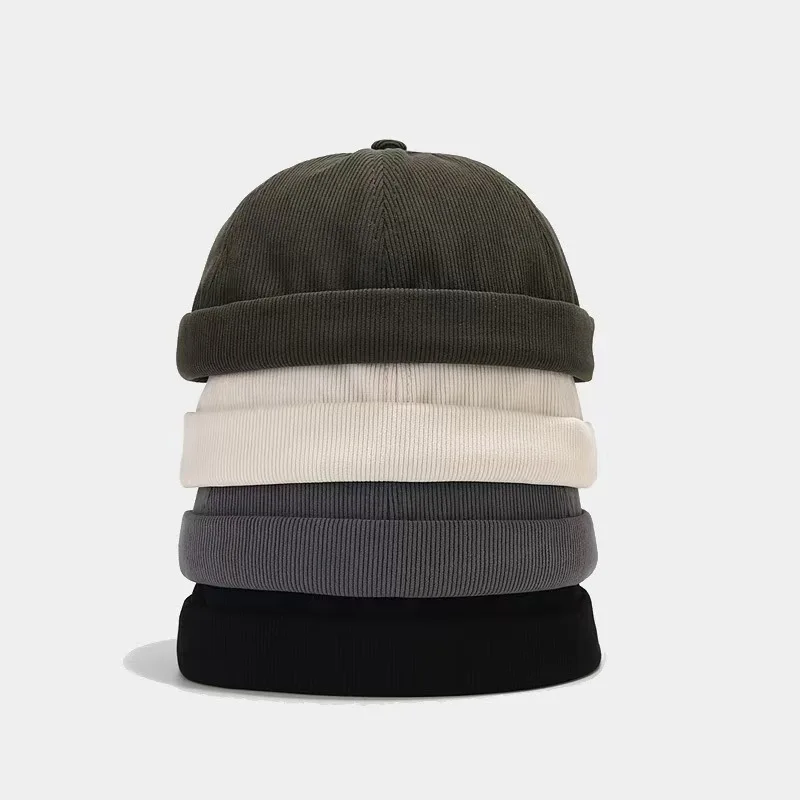 2025, neue Mode, lässig, einfarbig, Cord, minimalistisch, einfarbig, Unisex, randlos, Herbst und Winter, winddichte Beanie – Detail 3