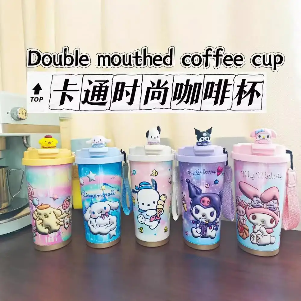 Sanrio Thermos Anime Kuromi 304 Stainless Steel Water Cup Cute Cartoon Melody Insulated Mug Kawaii Portable Coffee Cups Kid Gift