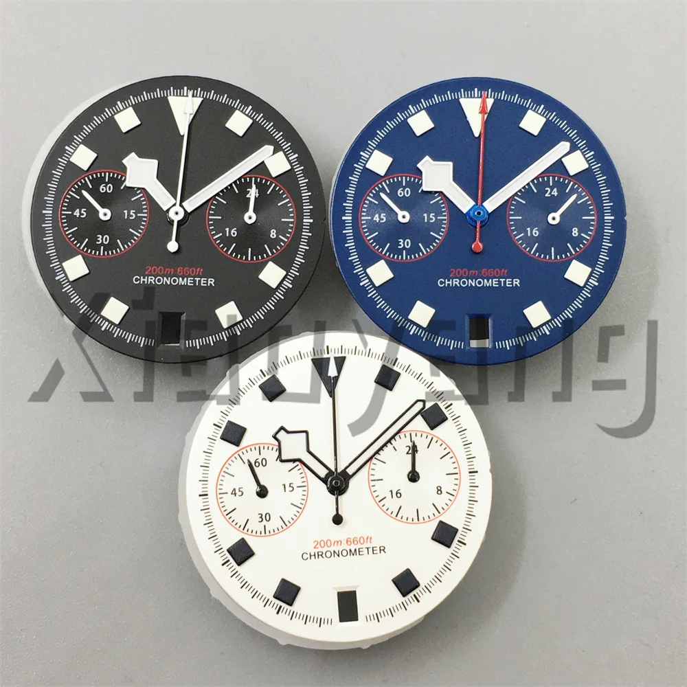 

30 мм, черный, белый, синий, VK64, хронограф, циферблат для велосипедиста с 6-часовой датой, 5 контактов, набор рук C3, зеленый светящийся механизм VK64