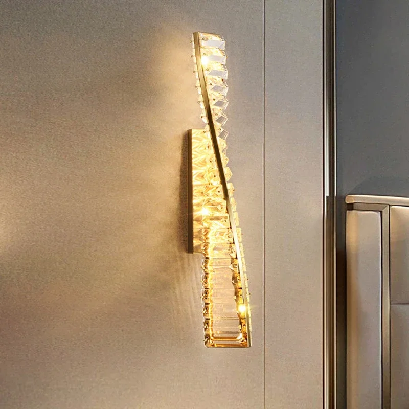 Imagem -04 - Lustre Regulável Interno Cabeceira Interna Quarto Luminária de Parede Luxuoso Dourado Brilhante Cristal Irregular Led Pingente de Teto Luzes