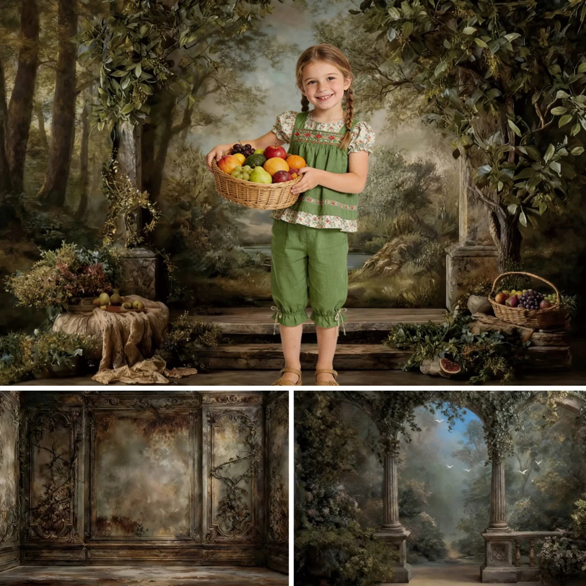 Rural Field Photography Backdrop Spring Forest Green Trees Natural Scenery Adult Girls Camping Outing Portrait Photo Background