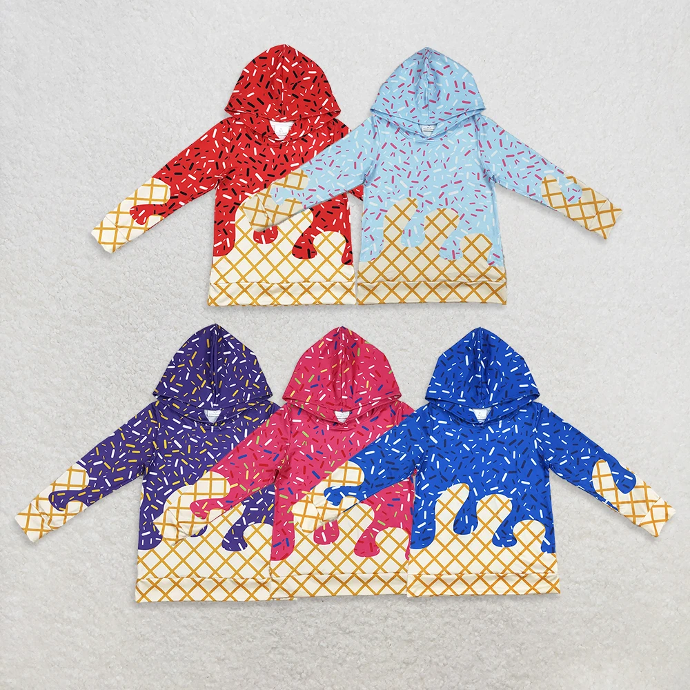 

Sibling Baby Boys Long Sleeve Hoodie Ice Cream Sprinkles Drips Team Top Kids Clothing Comfortable Polyester Blend Hooded Top