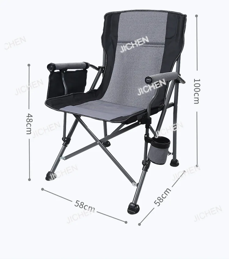 

Кемпинговое кресло с высокой спинкой и утолщенными подлокотниками, с подстаканником, для пикника на открытом воздухе, складное, сверхпрочное, для рыбалки, современный дизайн