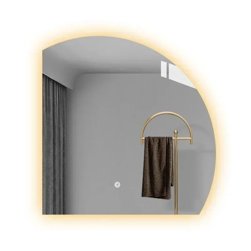 High Quality Smart Led Mirror Bathroom Mirror Irregular Makeup Semicircle Wall Hanging Mirror LED Lighted Bedroom Con Dressing