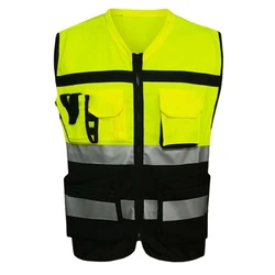 Cycling Clothing Safety Reflective Safety Vest High Visibility with Zip Front Pockets Security Cycling Wear Jacket Large Size