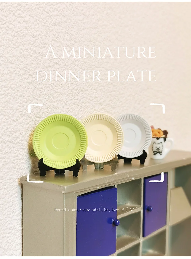Dollhouse Mini Round Plates Wall Mounted Decor Dishes Miniature Tableware Model Kitchen Scene Craft Findings