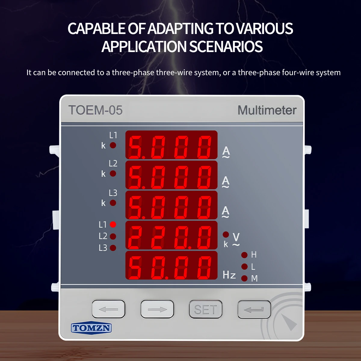 Three Phase High Precision Volt Current Hz Multi-function Meter 3P4L AC/DC 85-265V Line-to-Line Voltage Password Max Min Value