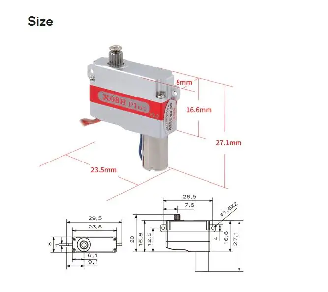 Oryginalny KST X08 X08H Plus V2.0 poziomy mikro serwo 5.3Kgf.cm 0.09sec 9.5g 8mm dla szybowców RC F5J, F5D, F3J