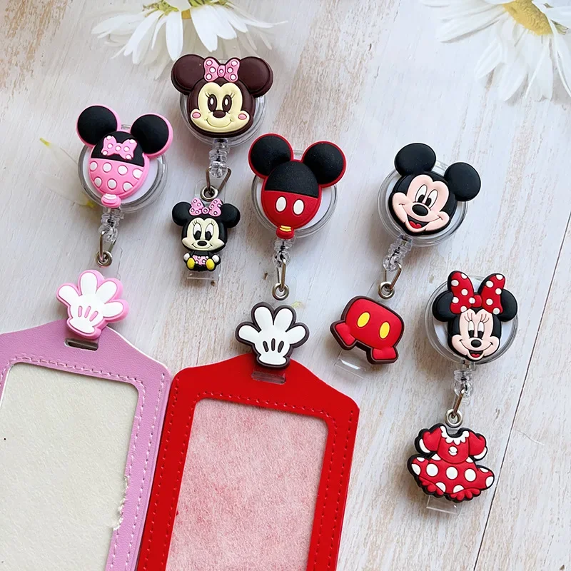 MINISO Disney New Cute Cartoon Mickey Easy To Pull Buckle Decoration School Student Card Backpack Accessories Telescopic Buckle